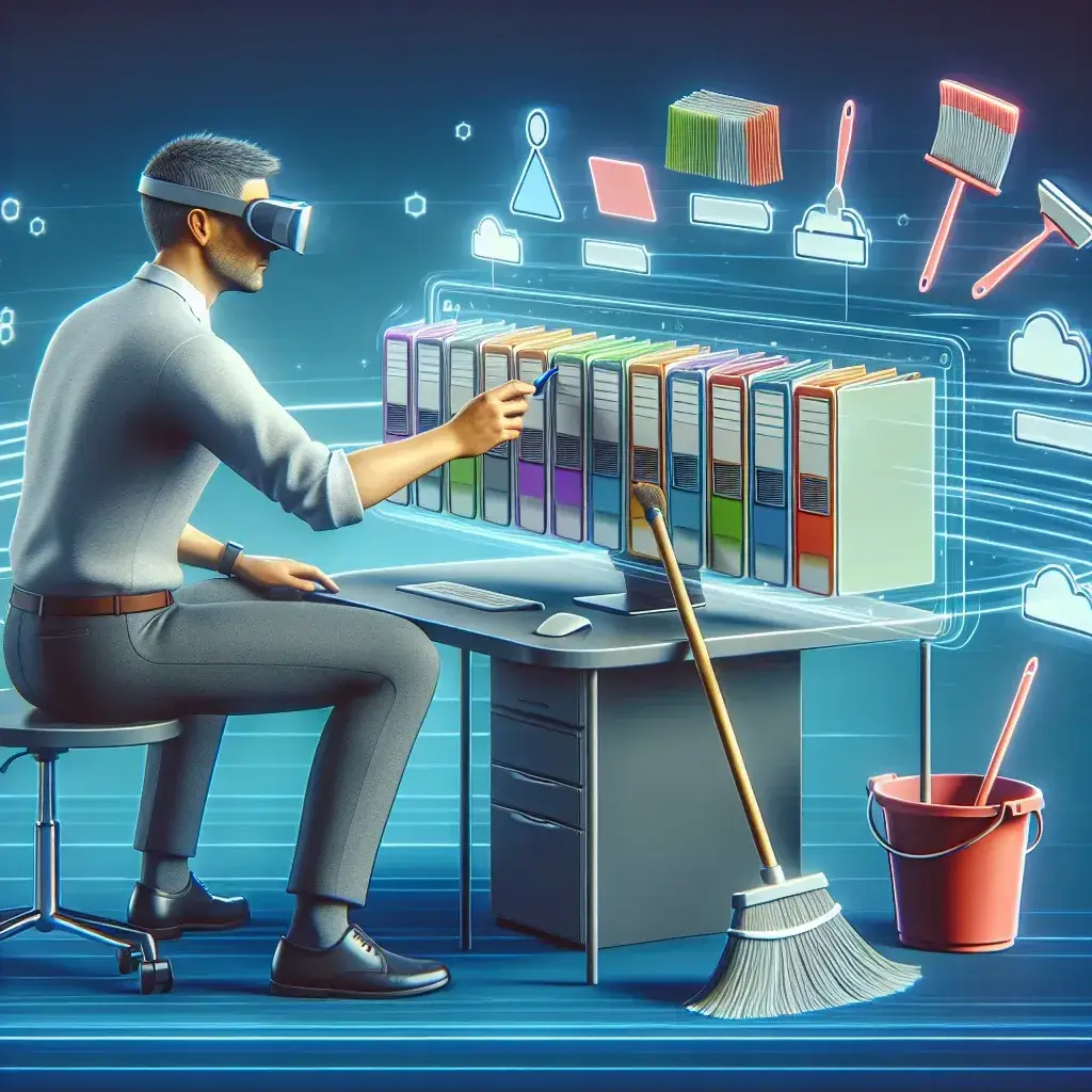 "Essential digital file cleaning tools showcased in a user-friendly interface, illustrating effective methods for organizing digital files and improving productivity."