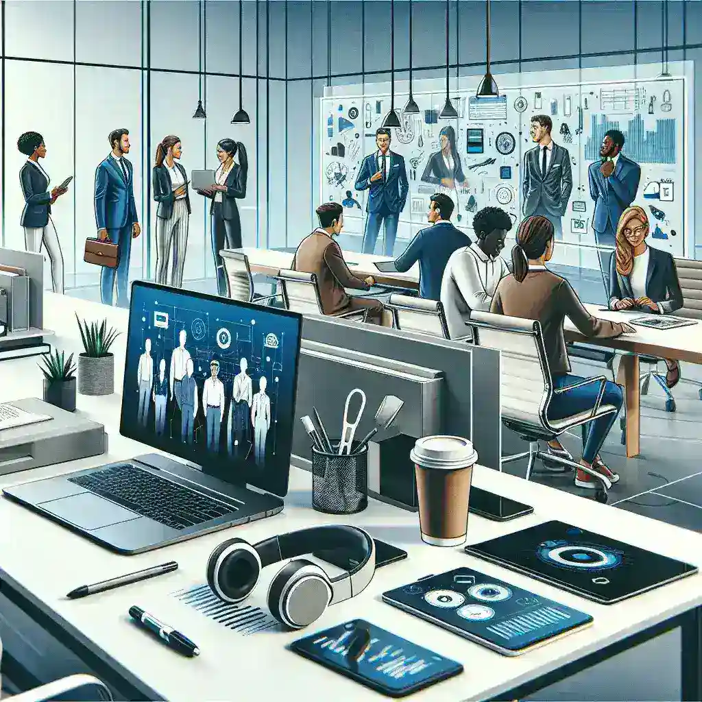 "Image showing essential productivity tools for the workplace, including a laptop, notepad, and coffee cup, symbolizing enhanced efficiency and effective work strategies."